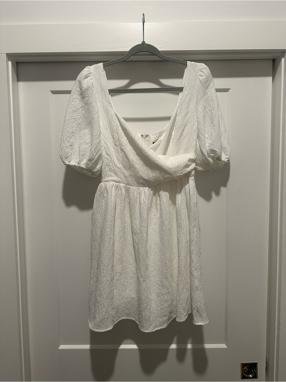 Lulus Cocktail White Puff-Sleeve Mini Dress